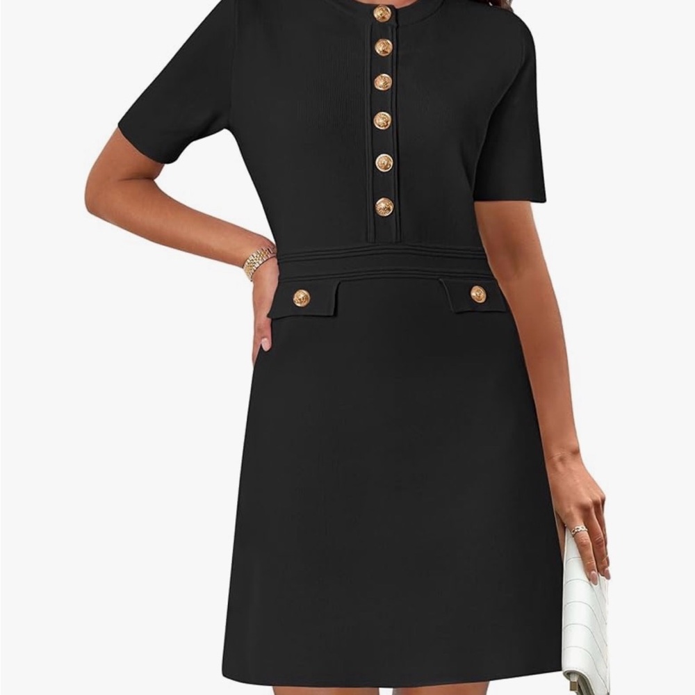 Elegant Black Dress with Gold Accents